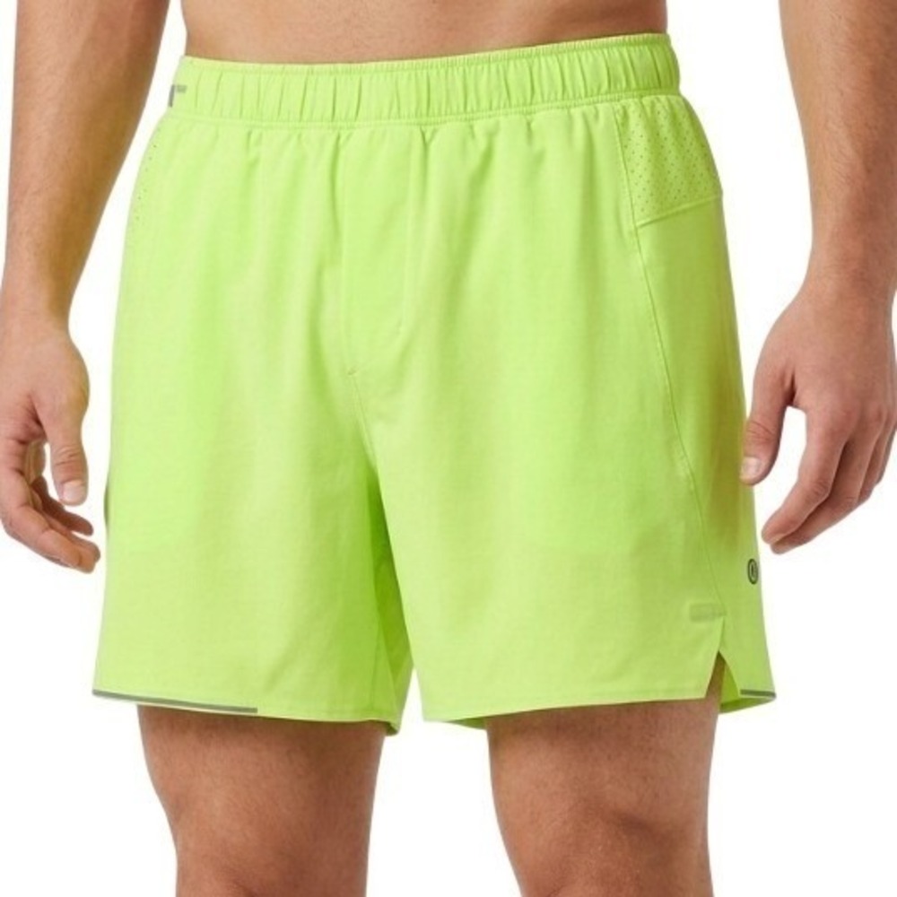Lululemon Surge Running Shorts Mens Small Lime Green 6" Inseam Lined Activewear
